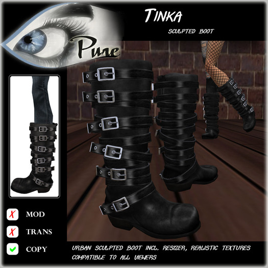 << PURE >> Pure Shoes - Tinka in Black [inworld price 199L$]