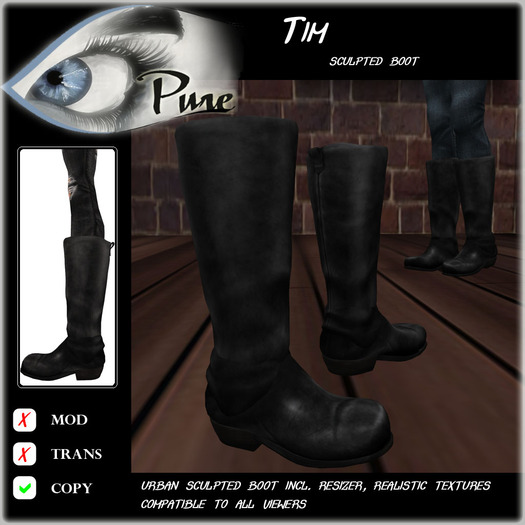 << PURE >> Pure Shoes - Tim in Black [inworld price 99L$]