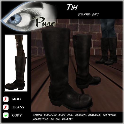 << PURE >> Pure Shoes - Tim in Brown [inworld price 99L$]