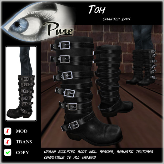 << PURE >> Pure Shoes - Tom in Black [inworld price 199L$]