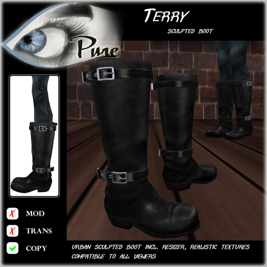 << PURE >> Pure Shoes - Terry in Black [inworld price 199L$]