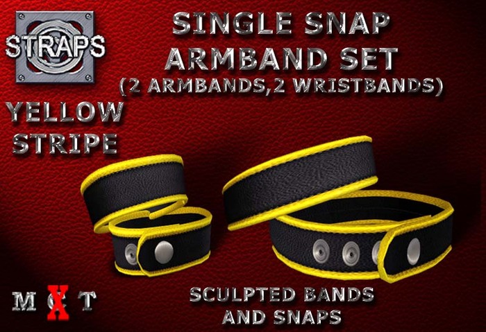 STRAPS - Single Snap Armband Set (Yellow Stripe)
