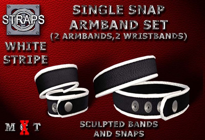STRAPS - Single Snap Armband Set (White Stripe)