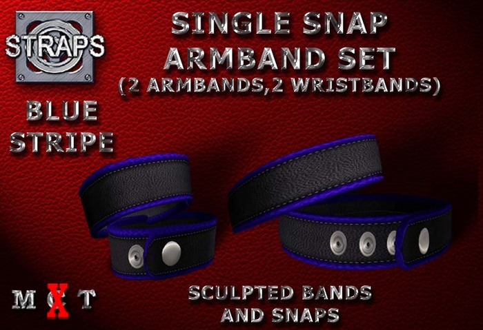 STRAPS - Single Snap Armband Set (Blue Stripe))
