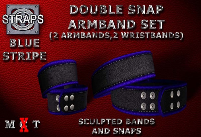 STRAPS - Double Snap Armband Set (Blue Stripe)