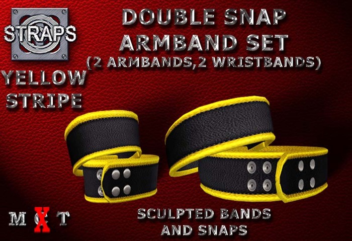 STRAPS - Double Snap Armband Set (Yellow Stripe