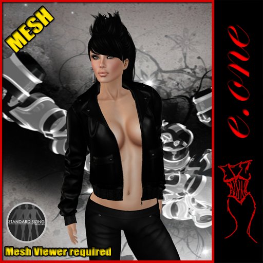 e.one Biker Jacket Black Leather (MESH)