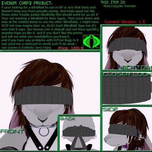 Second Life Marketplace Vc Kani Bunny Scarf Blindfold V1 5 F M