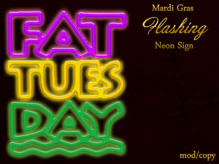 Fat Tuesday Flashing Neon Sign MOD/COPY