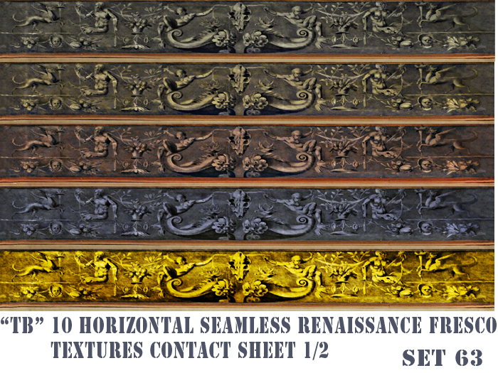 Twice baked 10 FP horizontal seamless renaissance fresco textures set 63
