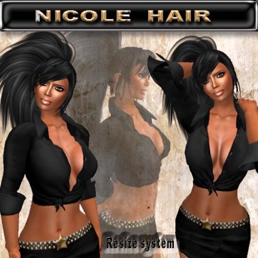 KL NICOLE HAIR BLACK * DEMO *HAIR -WOMEN`S FLEXI HAIR- AVATAR ACCESSORIES- FLEXI HAIR 