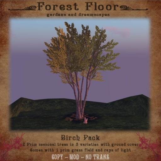 ~*Forest Floor*~ Birch Pack | 2 prim Seasonal trees