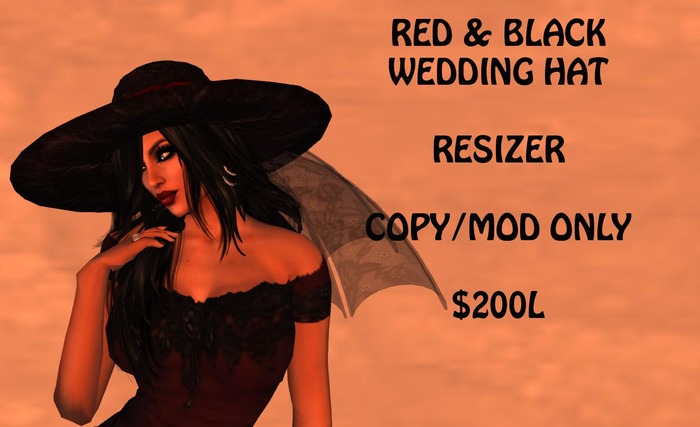 BLACK & RED WEDDING HAT