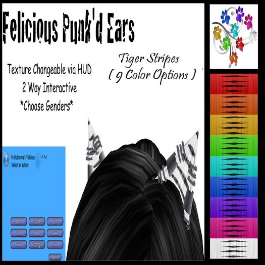 Felicious Punk'd Tiger Stripes Ears (Texture Changeable - 9 Colors)