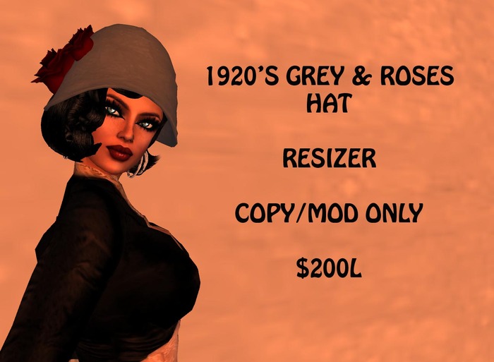 GREY ROSES 1920'S CLOCHE HAT