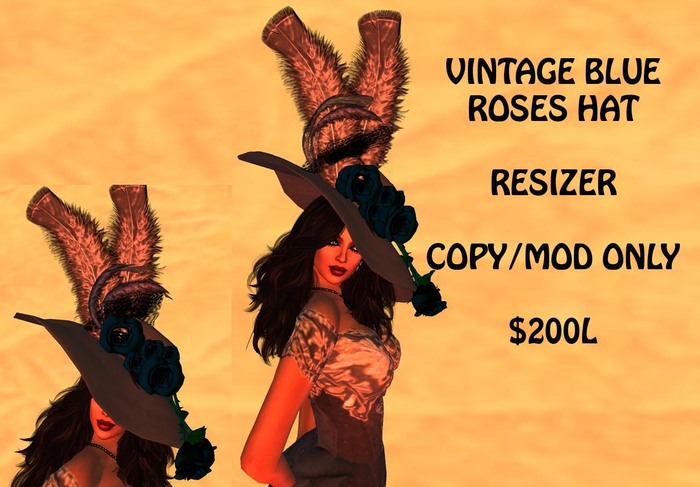 VINTAGE BLUE ROSE HAT