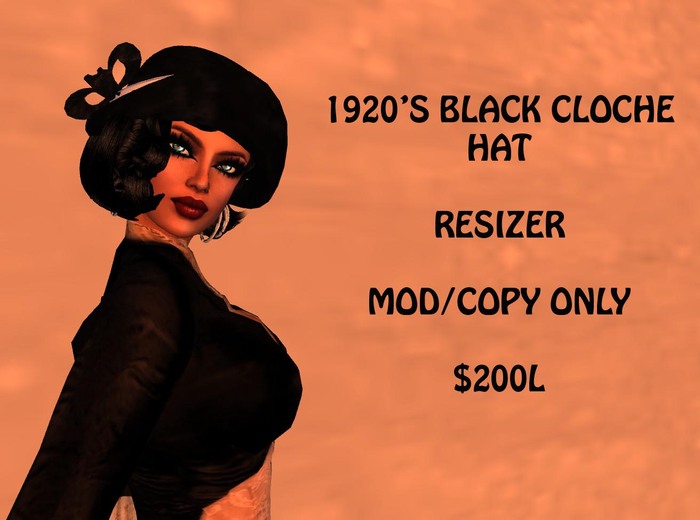 BLACK 1920'S CLOCHE HAT