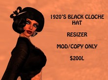 BLACK 1920'S CLOCHE HAT