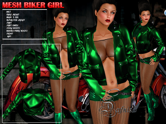 *Dafnis  BIKER JACKET GREEN  MESH
