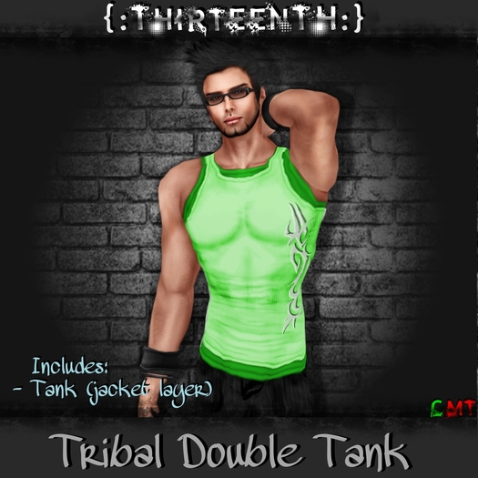 {:ThirteenTH:} Tribal Double Tank_Green 