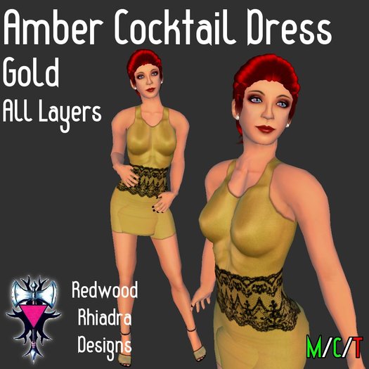 Amber Cocktail Dress, Gold
