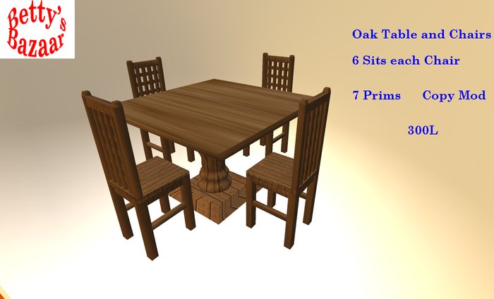 Betty's Bazaar Oak Table and Chairs