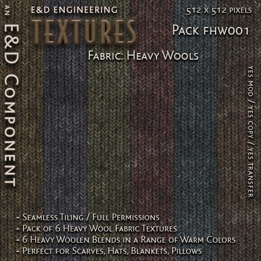[FHW001] 6 512px Brown Green Purple Plum Blue Heavy Wool Fabric Textures for Winter Sweater Hat Scarf by E&D ENGINEERING