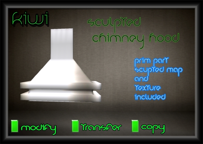 KIWI SCULPTED FULLPERM CHIMNEY HOOD