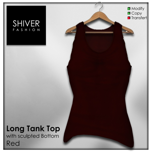Shiver - Long Tank Top sculpted Bottom - Red