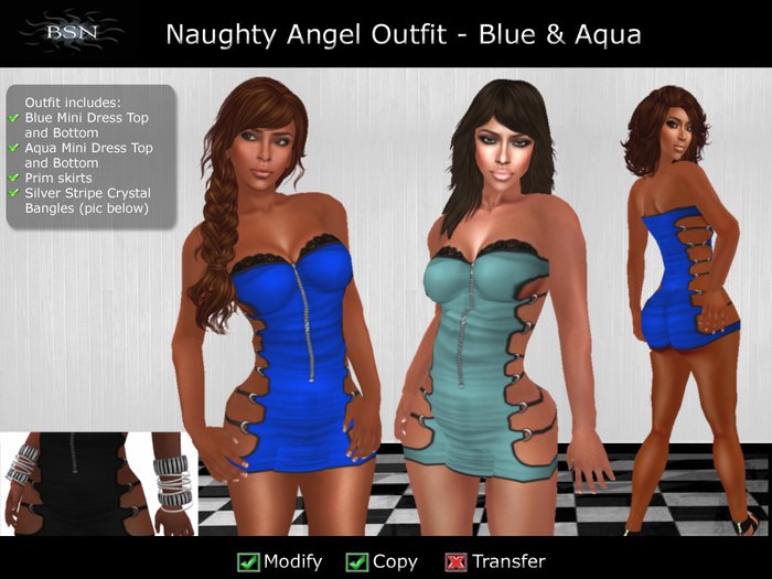 BSN Naughty Angel Outfit - Blue & Aqua