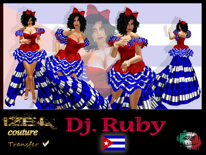 Izel Couture Ruby Flag Beautiful Dress Cuba