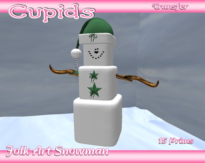 *CUPIDS* Folk Snowman  Green