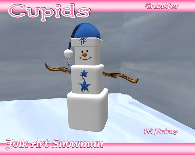 *CUPIDS* Folk Snowman Blue