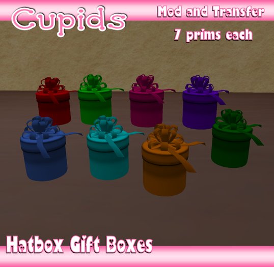 *CUPIDS* 8 Round Color Hatbox Gift Boxes