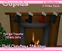 *CUPIDS* 4 Plaid Christmas Stockings