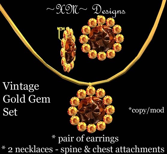 ~XM~ Vintage Gold Gem Set