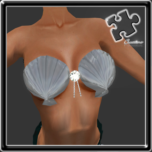 Bra / Mermaid / Merfolk / Sculpted / Shell Bra Grey With Diamonds 
