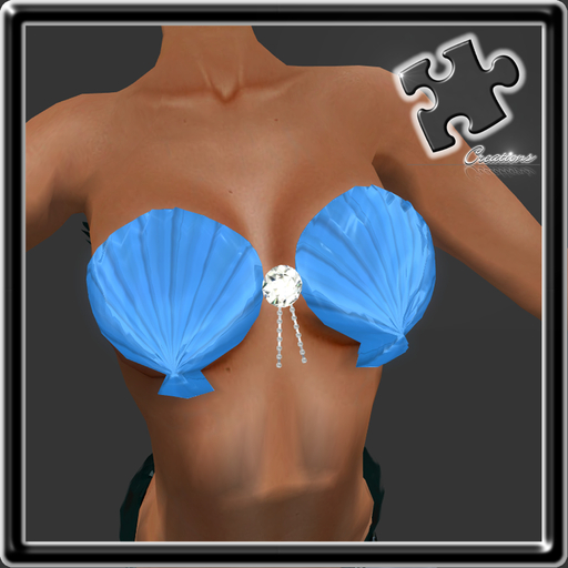 Bra / Mermaid / Merfolk / Sculpted / Shell Bra Light Blue With Diamonds