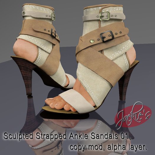 - Lack Sandals, brown/beige Sculpted Strapped Ankle Sandals fully modifiable AND copy