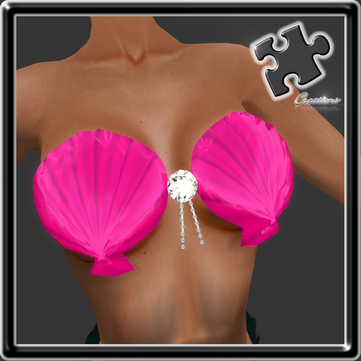 Bra / Mermaid / Merfolk / Sculpted / Shell Bra Pink With Diamonds