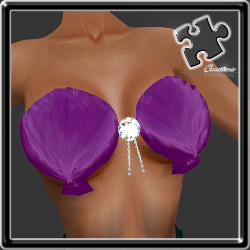Bra / Mermaid / Merfolk / Sculpted / Shell Bra Purple With Diamonds