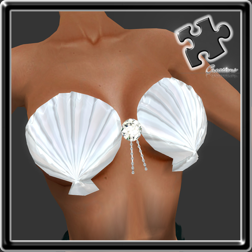 Bra / Mermaid / Merfolk / Sculpted / Shell Bra White With Diamonds 