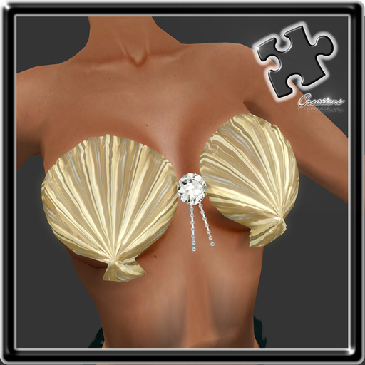 Bra / Mermaid / Merfolk / Sculpted / Shell Bra Gold 1 With Diamonds