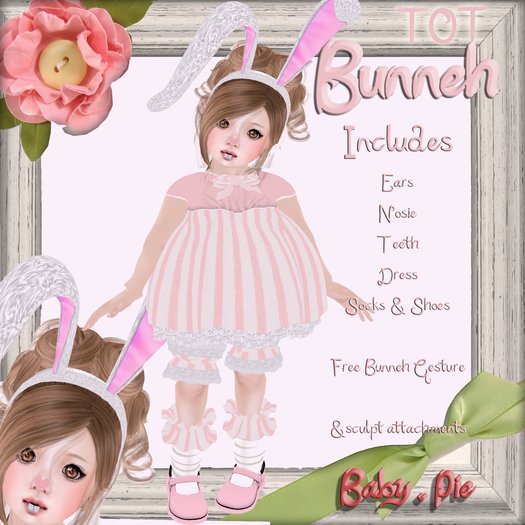 *Baby Pie* Bunneh Outfit / Costume. Toddler's / Tiny Tot's Bunny Dress Ensemble. Complete Outfit! Includes Free Gesture!