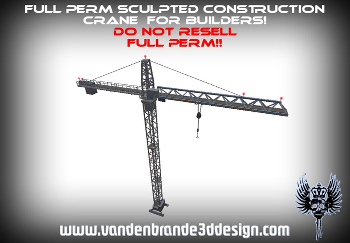 ~Full perm Sculpted Construction crane textured + maps & textures 50% off price! for ever!
