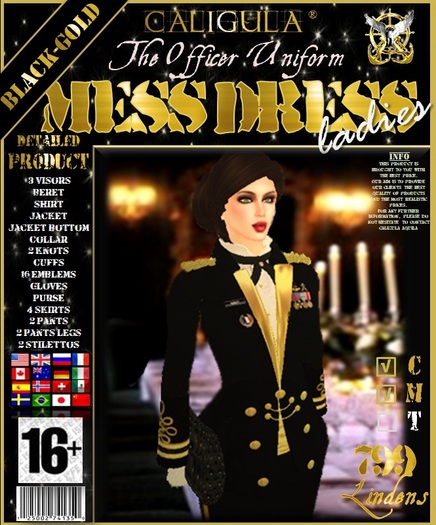 MESS DRESS LADIES BLACK GOLDEN