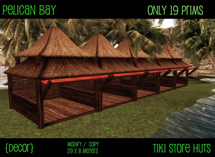 Tropical Tiki Hut Store Stall Display Buildings (Low Prim)