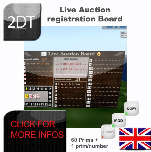 2DT Live auction registration board