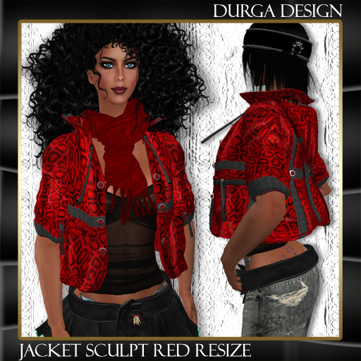Jacket red hooded SCULPT, Durga Design