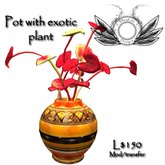 Beautiful ethnic pot with exotic plant 